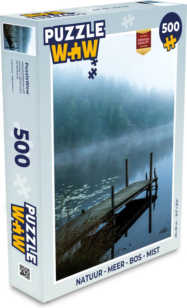 PuzzleWow Natuur Meer Bos Mist Legpuzzel 500 Stuks