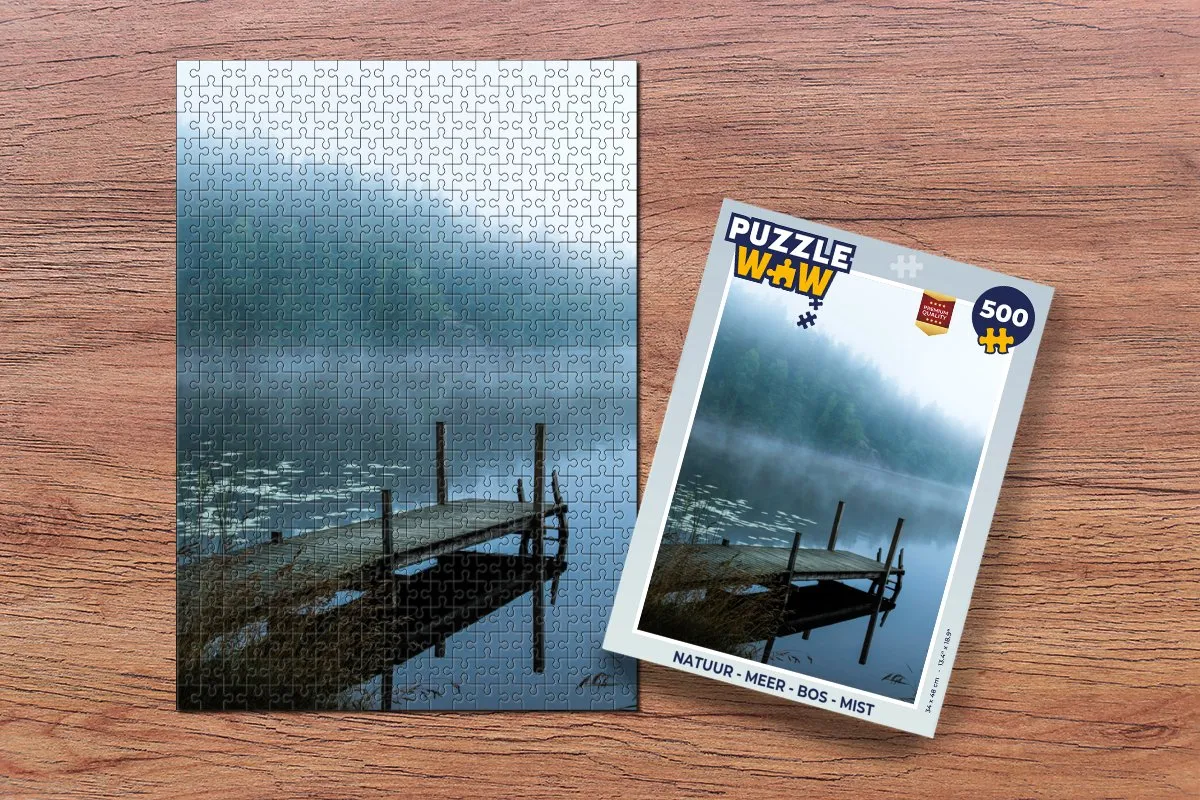 PuzzleWow Natuur Meer Bos Mist Legpuzzel 500 Stuks - Multicolor