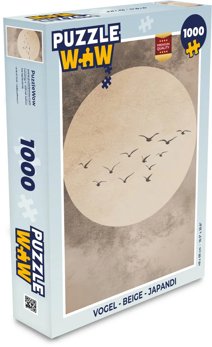 PuzzleWow Legpuzzel 1000 Stuks - Japandi Vogels Beige