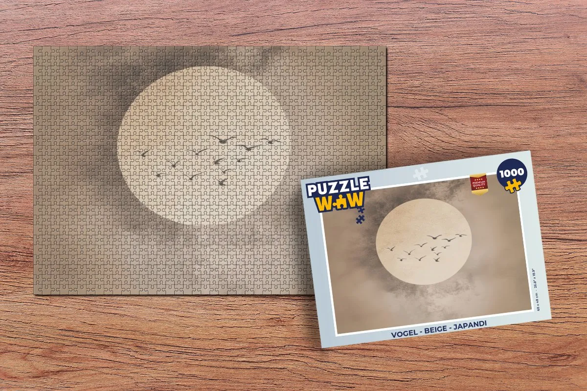 PuzzleWow Legpuzzel 1000 Stuks - Japandi Vogels Beige
