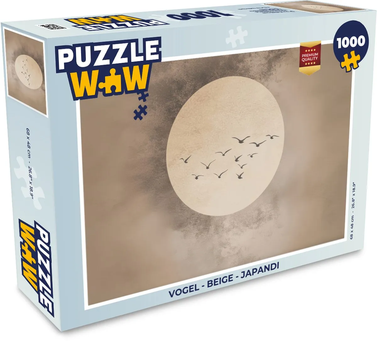 PuzzleWow Legpuzzel 1000 Stuks - Japandi Vogels Beige