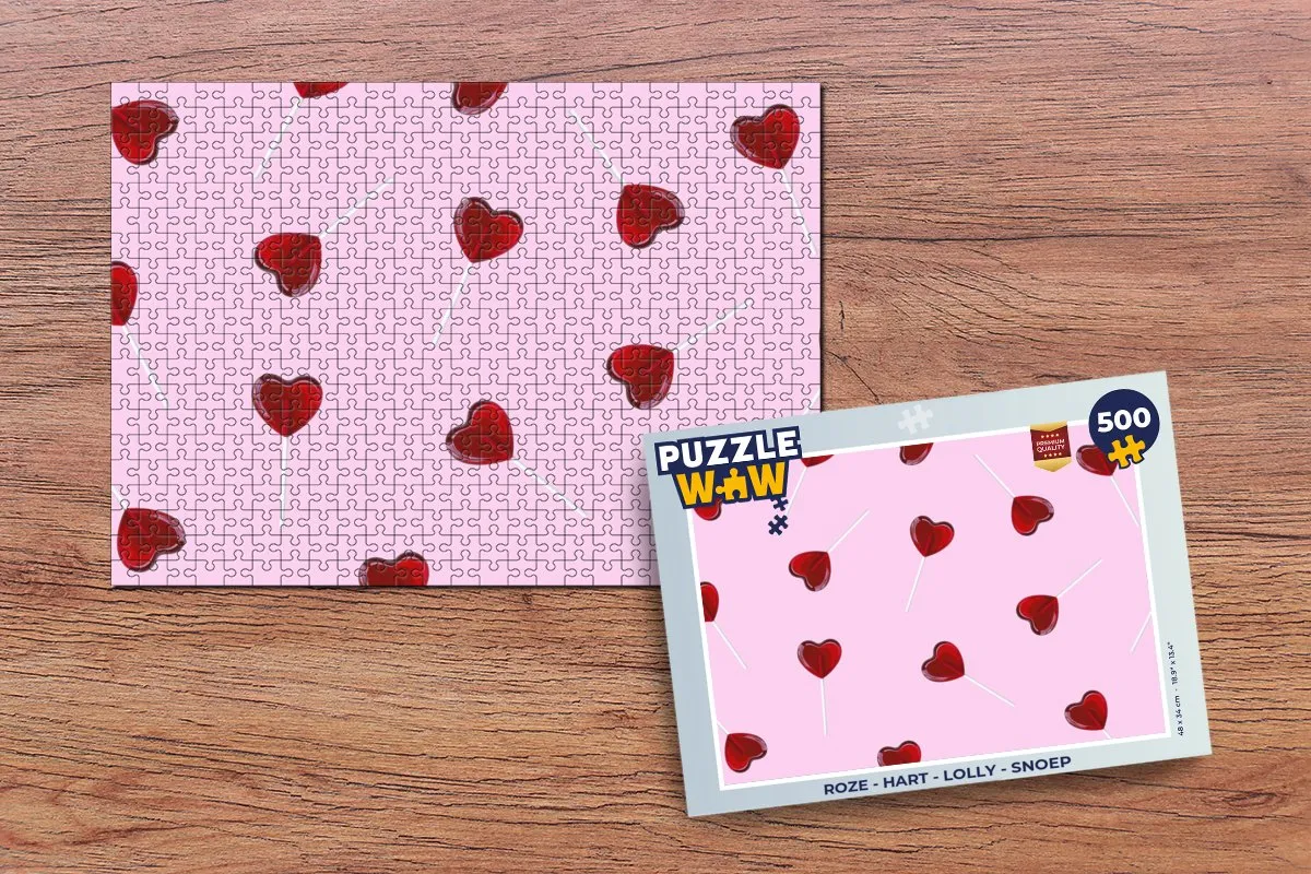 PuzzleWow Hartjes Roze Legpuzzel 500 Stuks