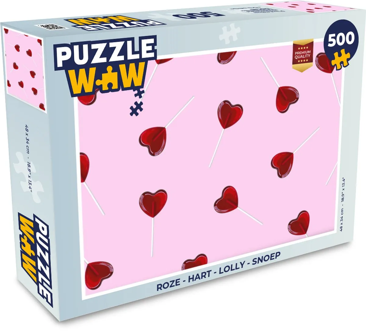 PuzzleWow Hartjes Roze Legpuzzel 500 Stuks