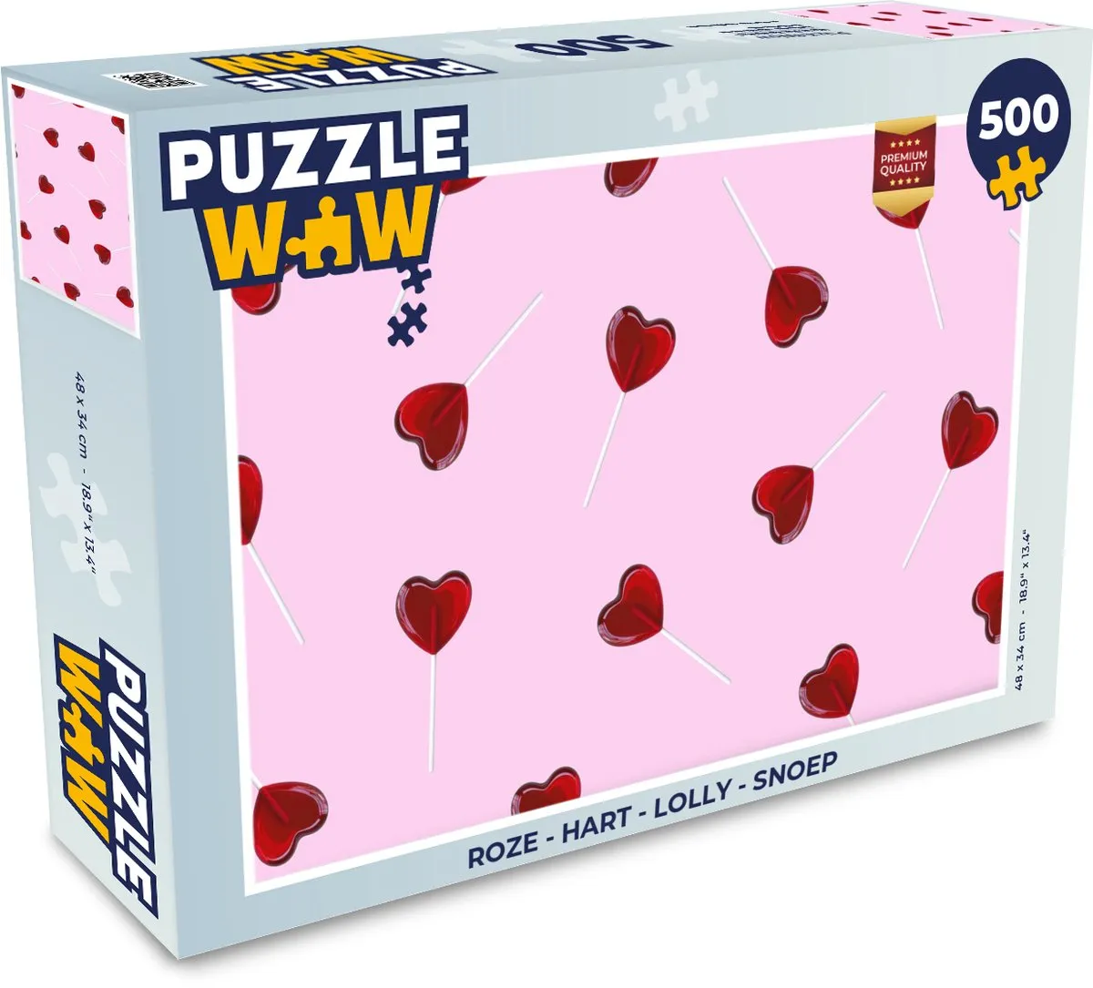 PuzzleWow Hartjes Roze Legpuzzel 500 Stuks