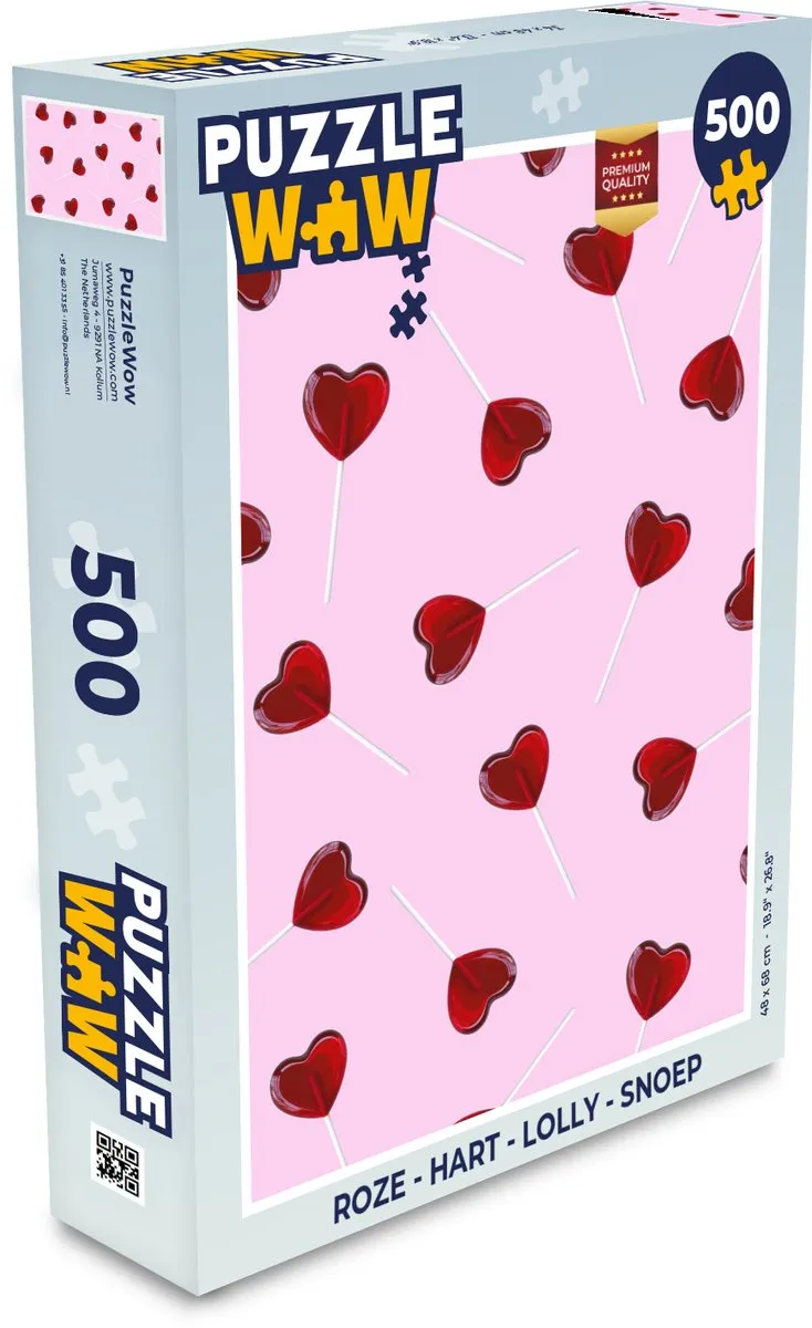 PuzzleWow Hartjes Roze Legpuzzel 500 Stuks
