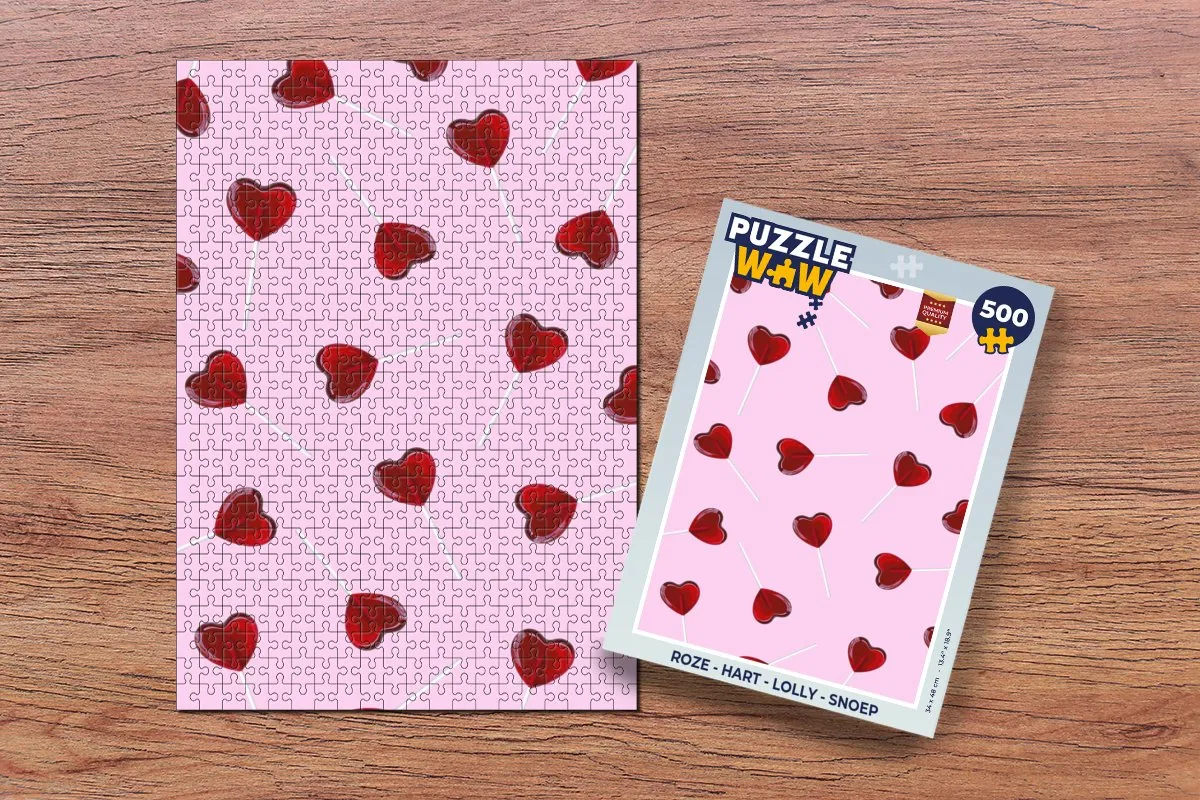 PuzzleWow Hartjes Roze Legpuzzel 500 Stuks