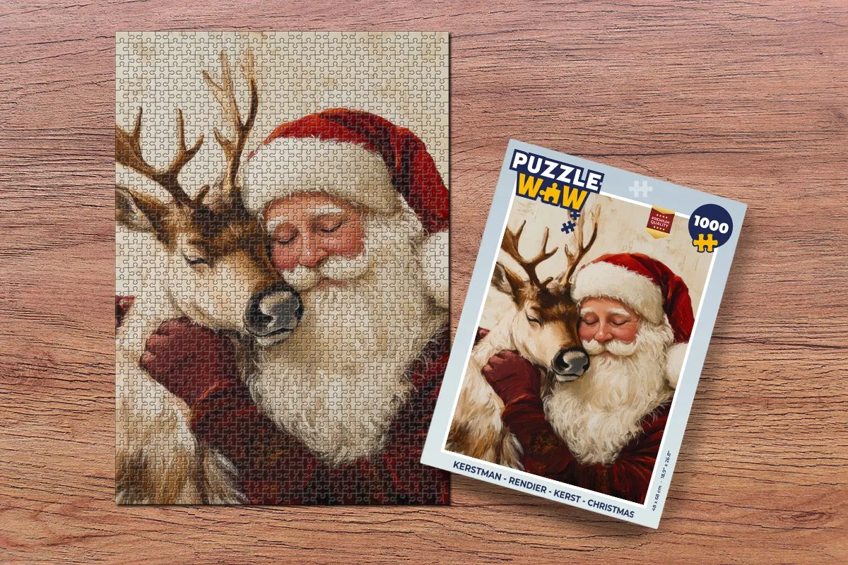 PuzzleWow Kerstman Rendier Legpuzzel 1000 Stuks