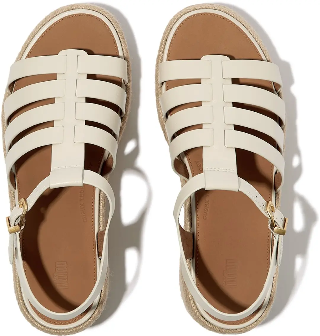FitFlop FitFlop Platfforms Espadr. Leather Fisherman Wedge Sandals BEIGE