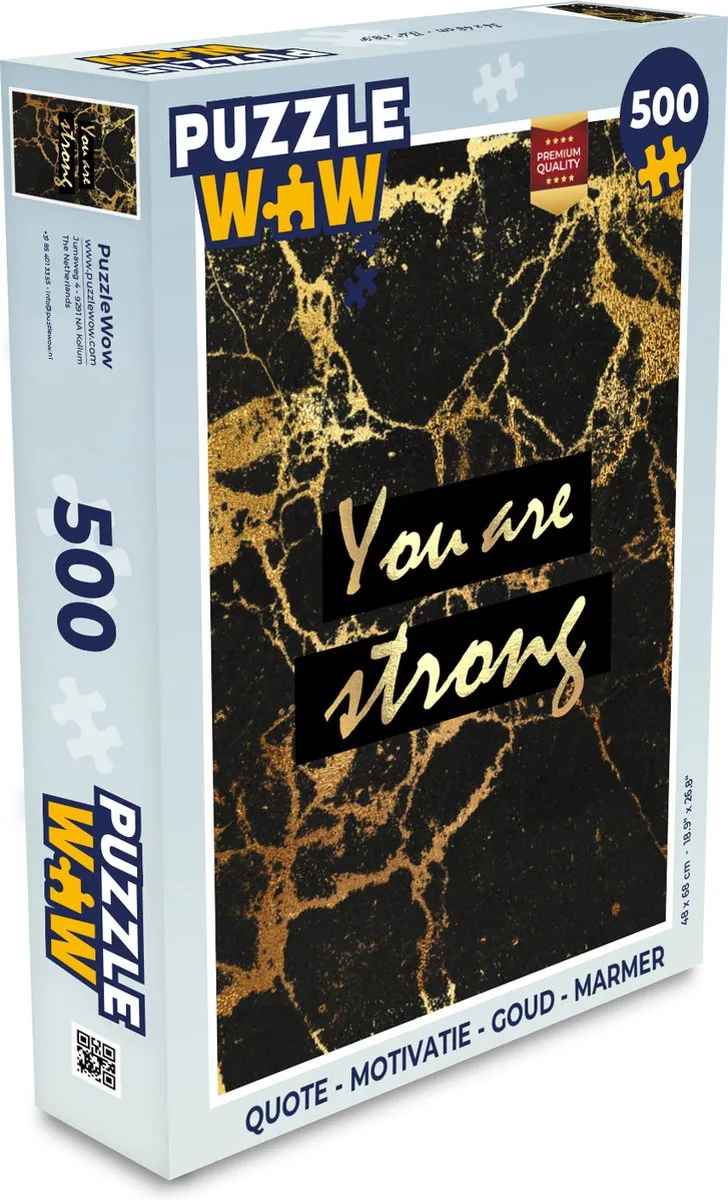 PuzzleWow Quote Motivatie Legpuzzel 500 Stuks - Goud/Marmer - MPN 7435042352306