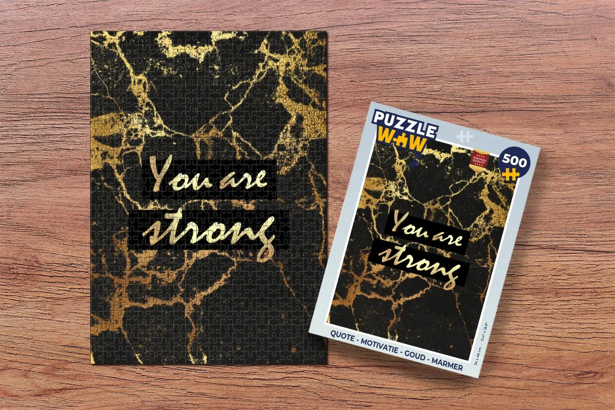 PuzzleWow Quote Motivatie Legpuzzel 500 Stuks - Goud/Marmer - MPN 7435042352306