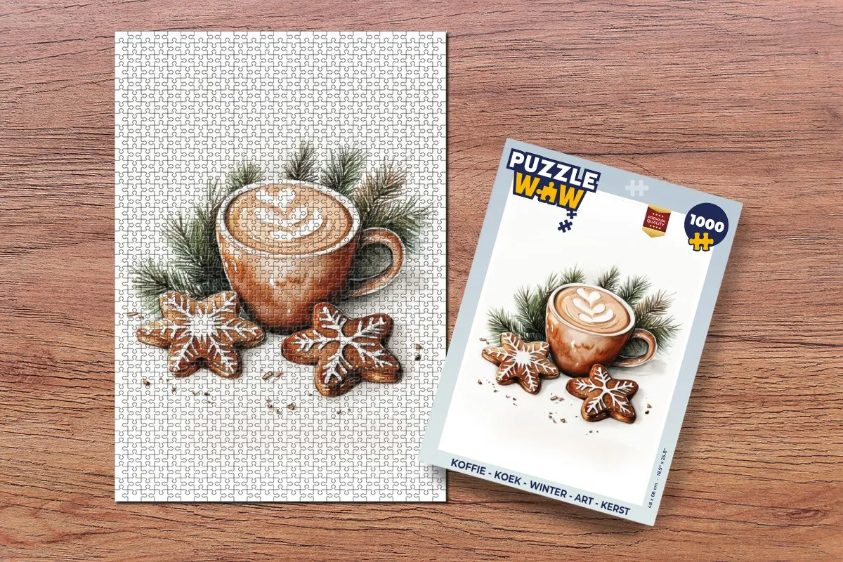 PuzzleWow Kerst Puzzel 1000 Stuks - Koffie Kleur