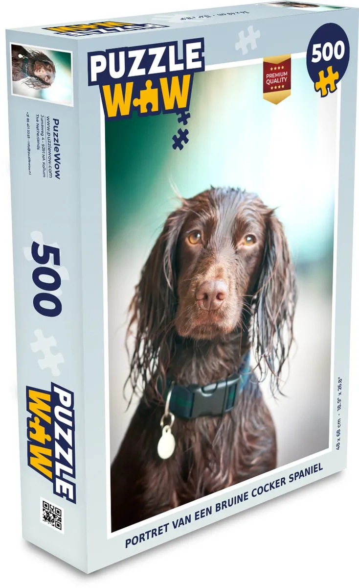 PuzzleWow Portret Bruine Cocker Spaniel Legpuzzel 500 Stuks - Multicolor
