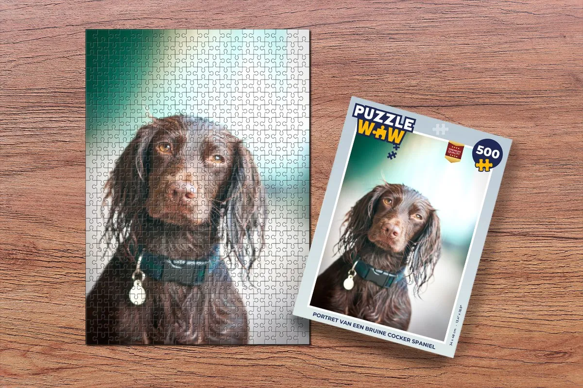 PuzzleWow Portret Bruine Cocker Spaniel Legpuzzel 500 Stuks - Multicolor