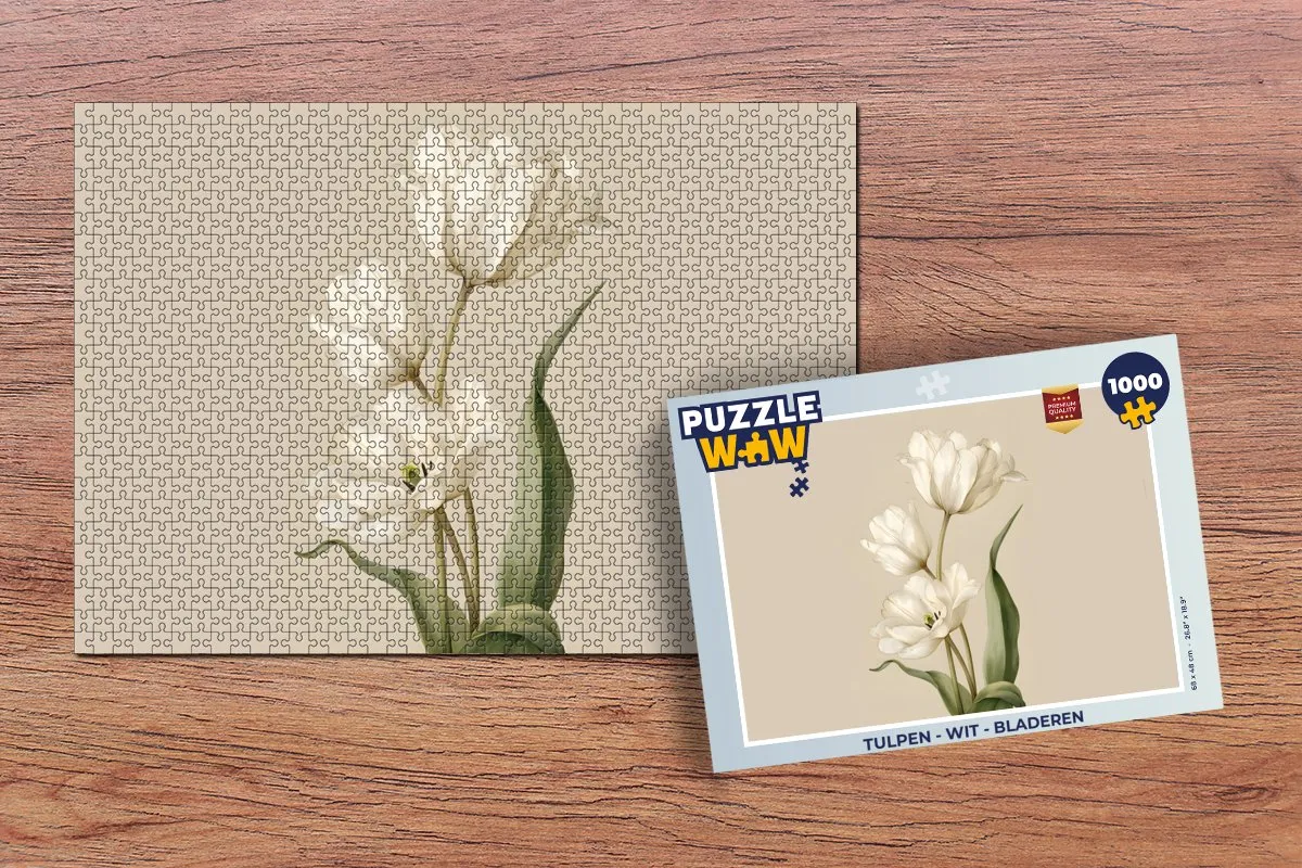 PuzzleWow Legpuzzel Tulpen Wit 1000 Stuks