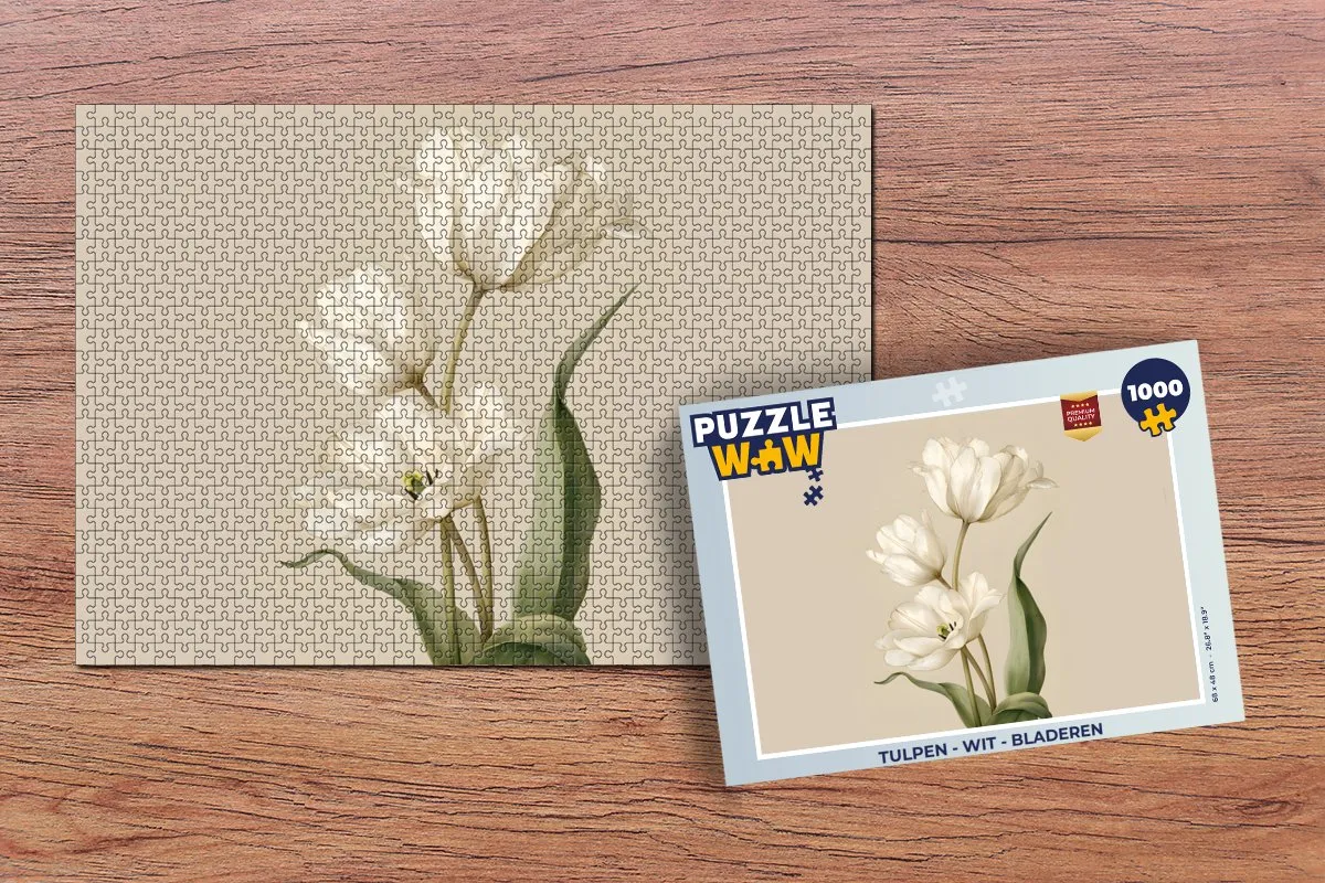 PuzzleWow Legpuzzel Tulpen Wit 1000 Stuks