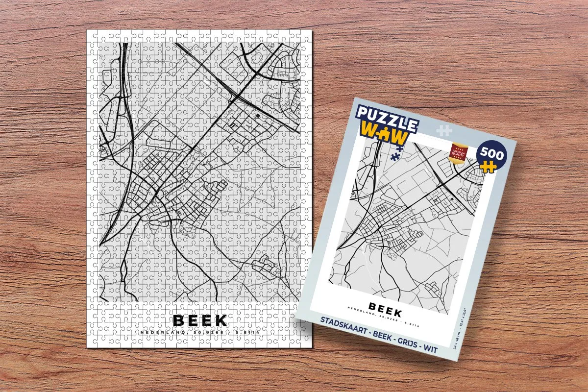 PuzzleWow Stadskaart Beek Legpuzzel 500 Stuks - Multicolor
