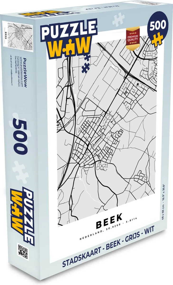 PuzzleWow Stadskaart Beek Legpuzzel 500 Stuks