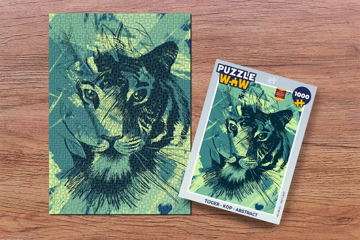 PuzzleWow Tijger Kop Abstract Legpuzzel 1000 Stuks - Multicolor