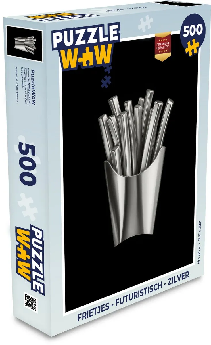 PuzzleWow Frietjes Legpuzzel 500 Stuks - Zilver