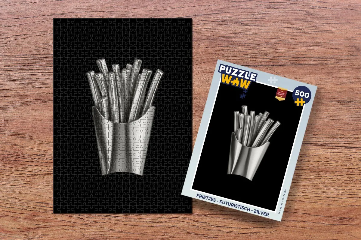 PuzzleWow Frietjes Legpuzzel 500 Stuks - Zilver