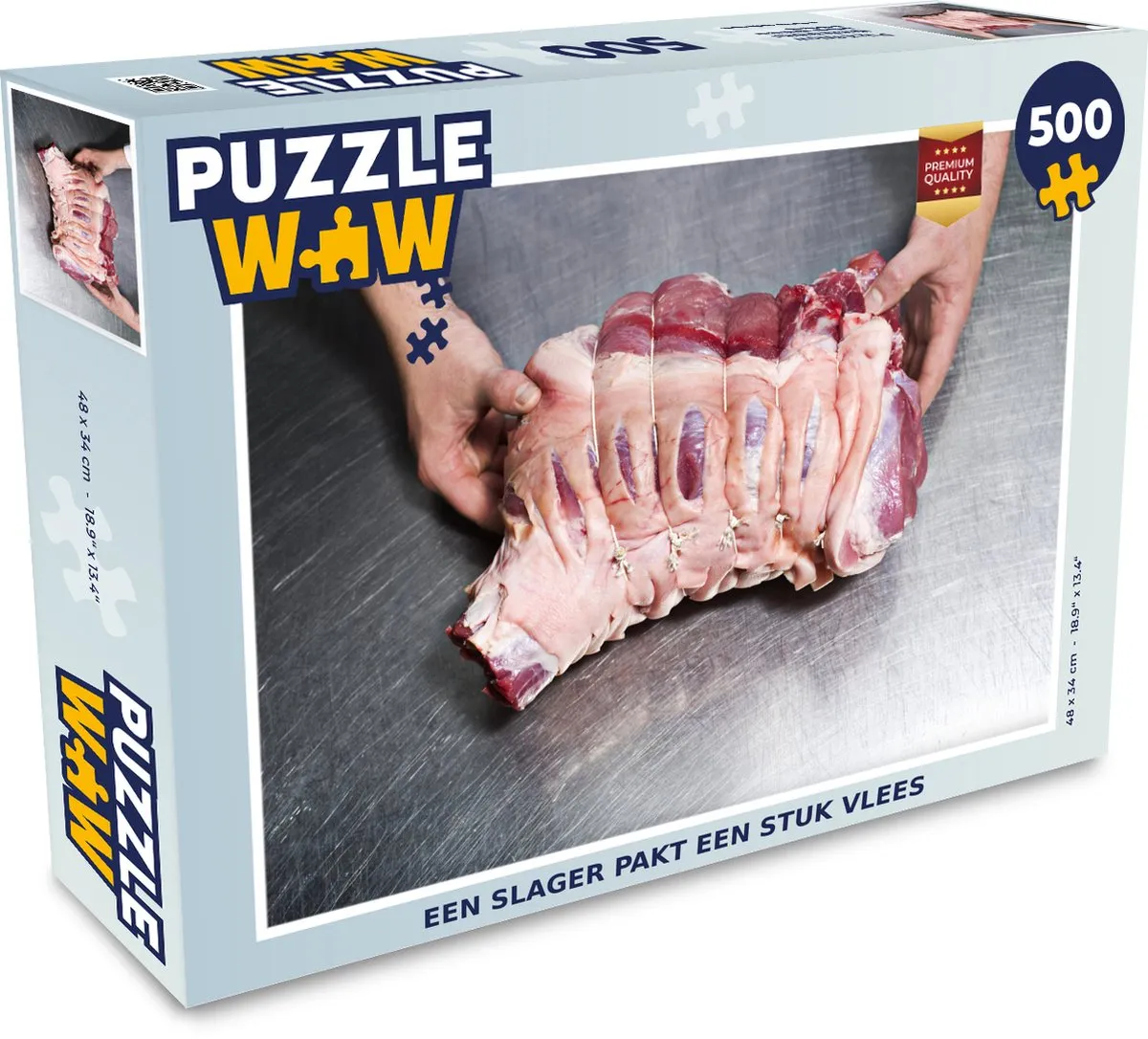 PuzzleWow Legpuzzel Een slager pakt een stuk vlees 500 Stuks - Multicolor