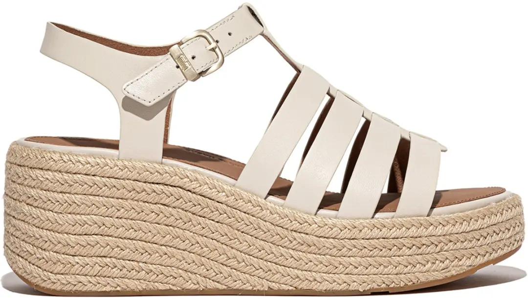 FitFlop FitFlop Platfforms Espadr. Leather Fisherman Wedge Sandals BEIGE
