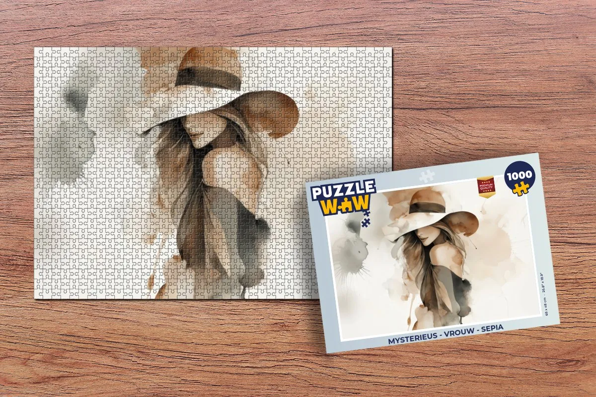 PuzzleWow Mysterieus Vrouw Sepia Puzzel - 1000 Stukken