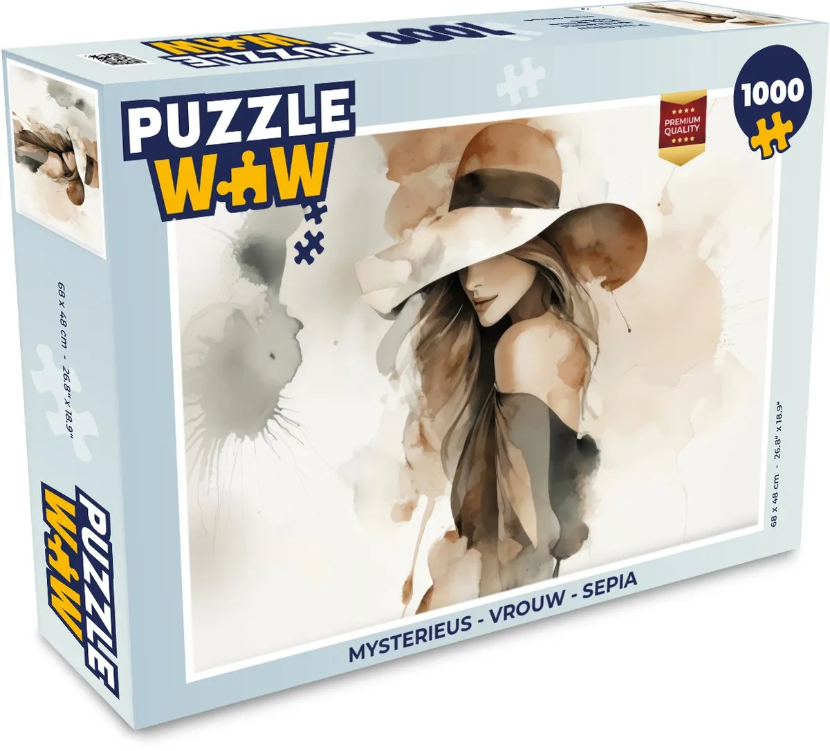PuzzleWow Mysterieus Vrouw Sepia Puzzel - 1000 Stukken