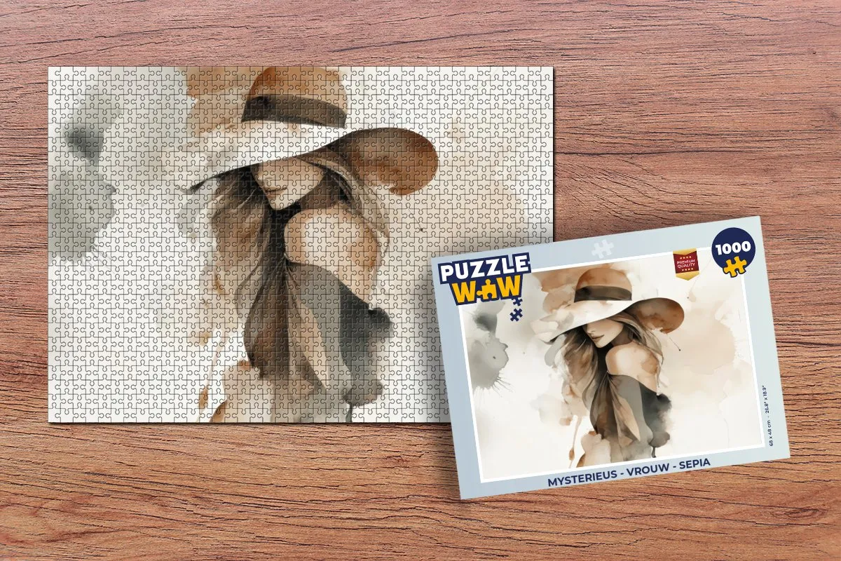 PuzzleWow Mysterieus Vrouw Sepia Puzzel - 1000 Stukken