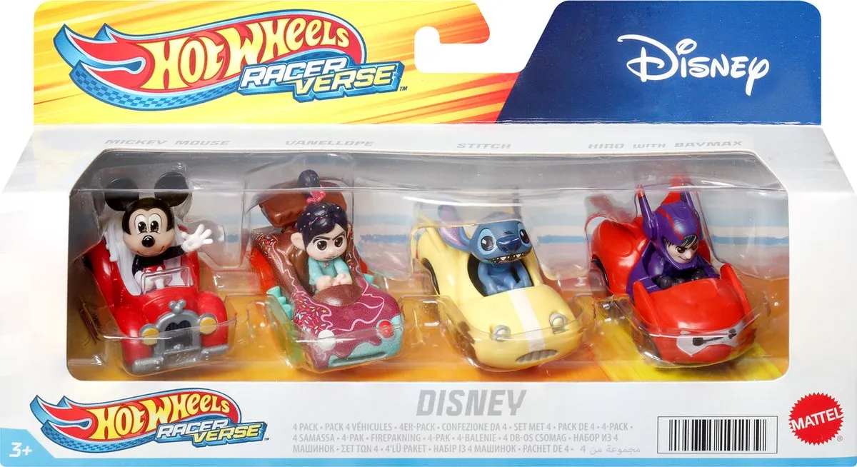 Hot Wheels RacerVerse HKD31 - 4 Disney Metalen Auto's