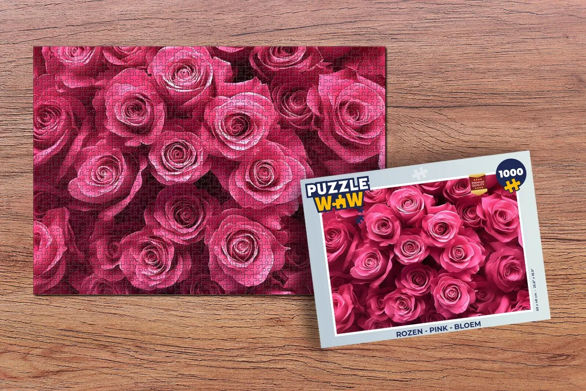 PuzzleWow Rozen Legpuzzel 1000 Stuks - Roze