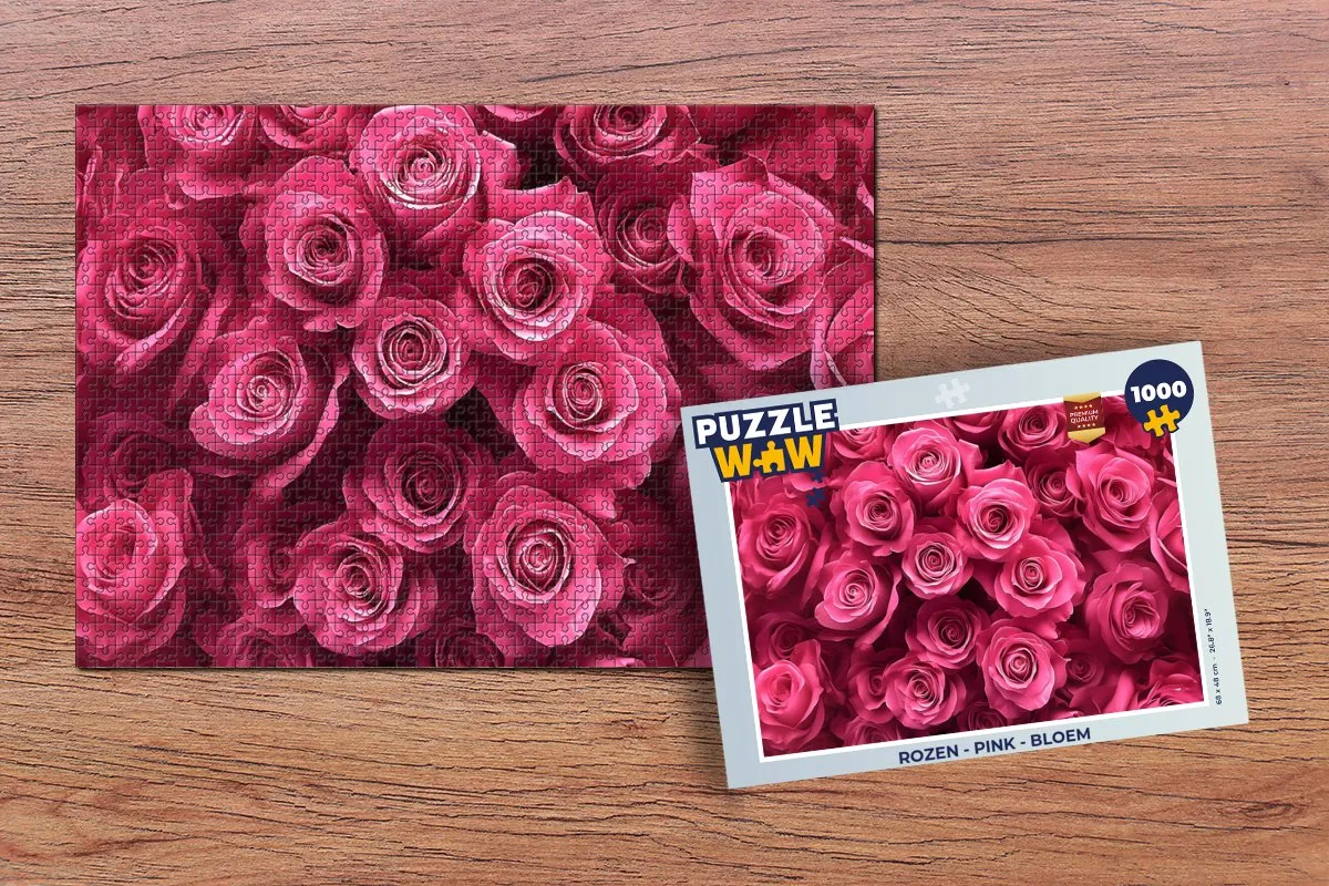 PuzzleWow Rozen Legpuzzel 1000 Stuks - Roze