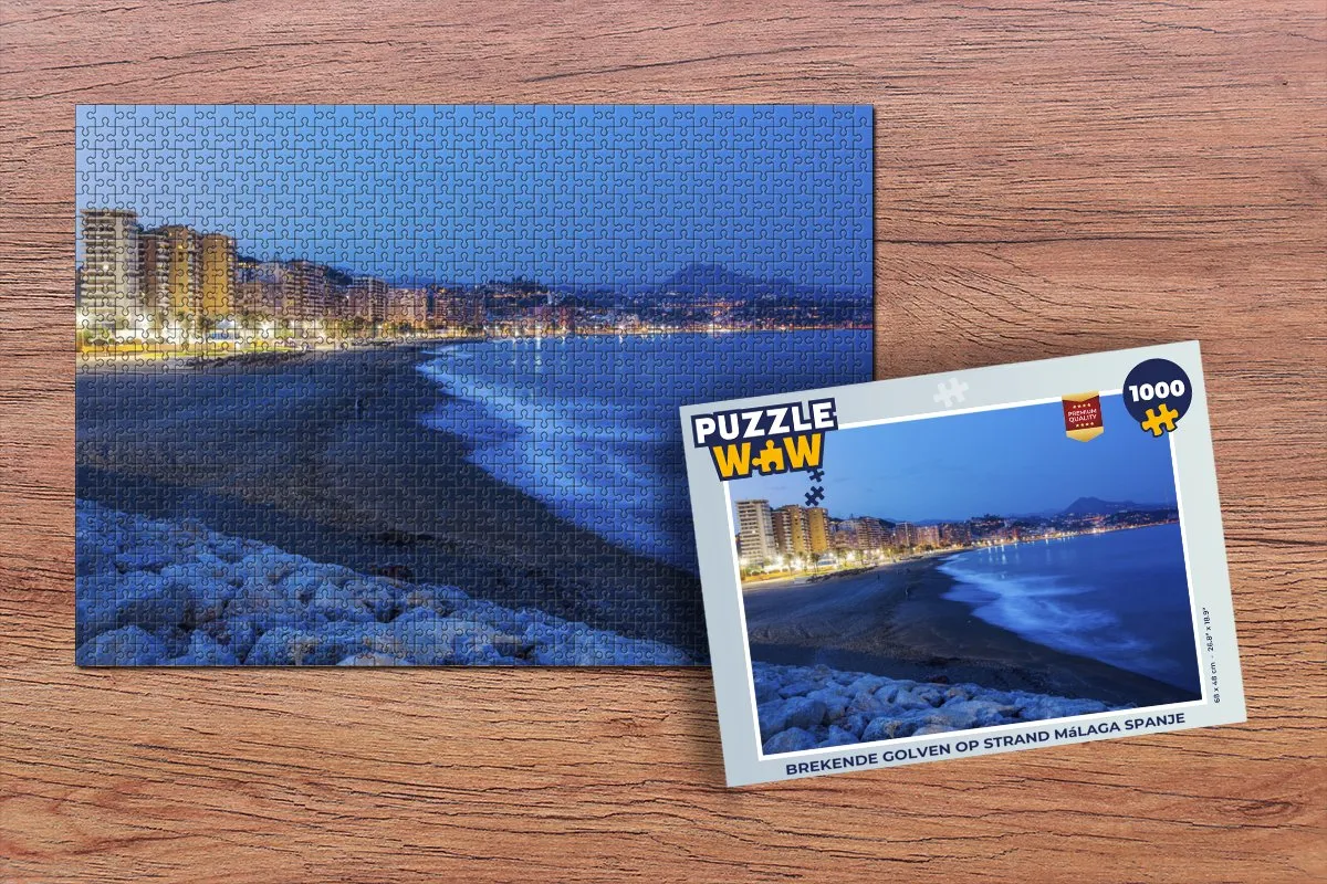 PuzzleWow Brekende Golven Málaga Legpuzzel 1000 Stuks - Multicolor