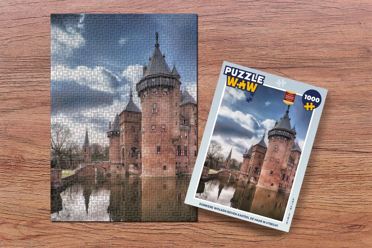 PuzzleWow Donkere Wolken Kasteel de Haar Legpuzzel 1000 Stuks - Multicolor