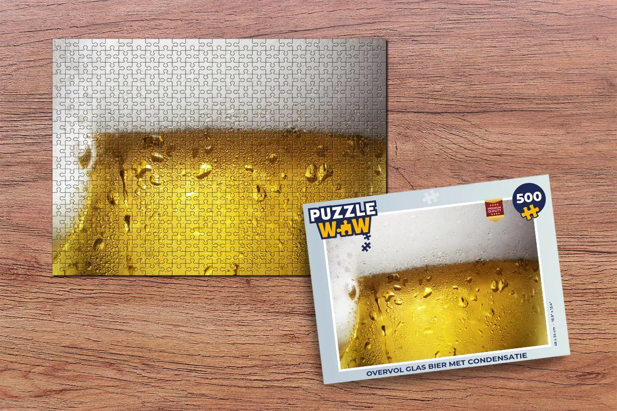 PuzzleWow Legpuzzel Overvol Glas Bier 500 Stuks - Multicolor