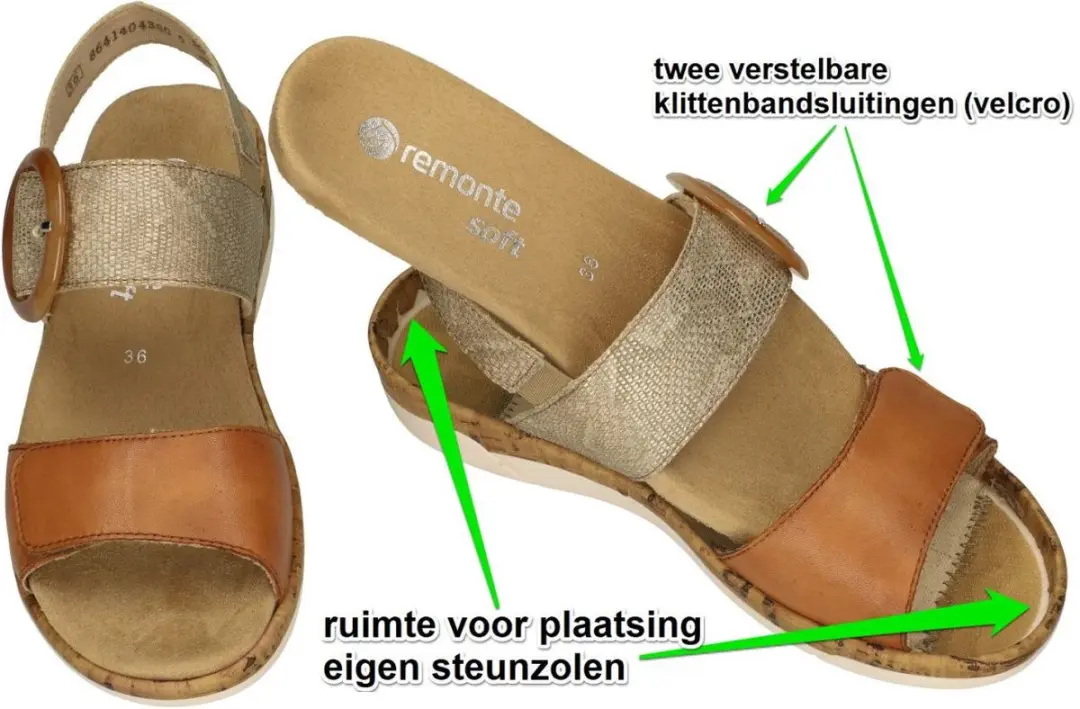 Remonte Dames Sandalen Cognac/Caramel - Maat 39