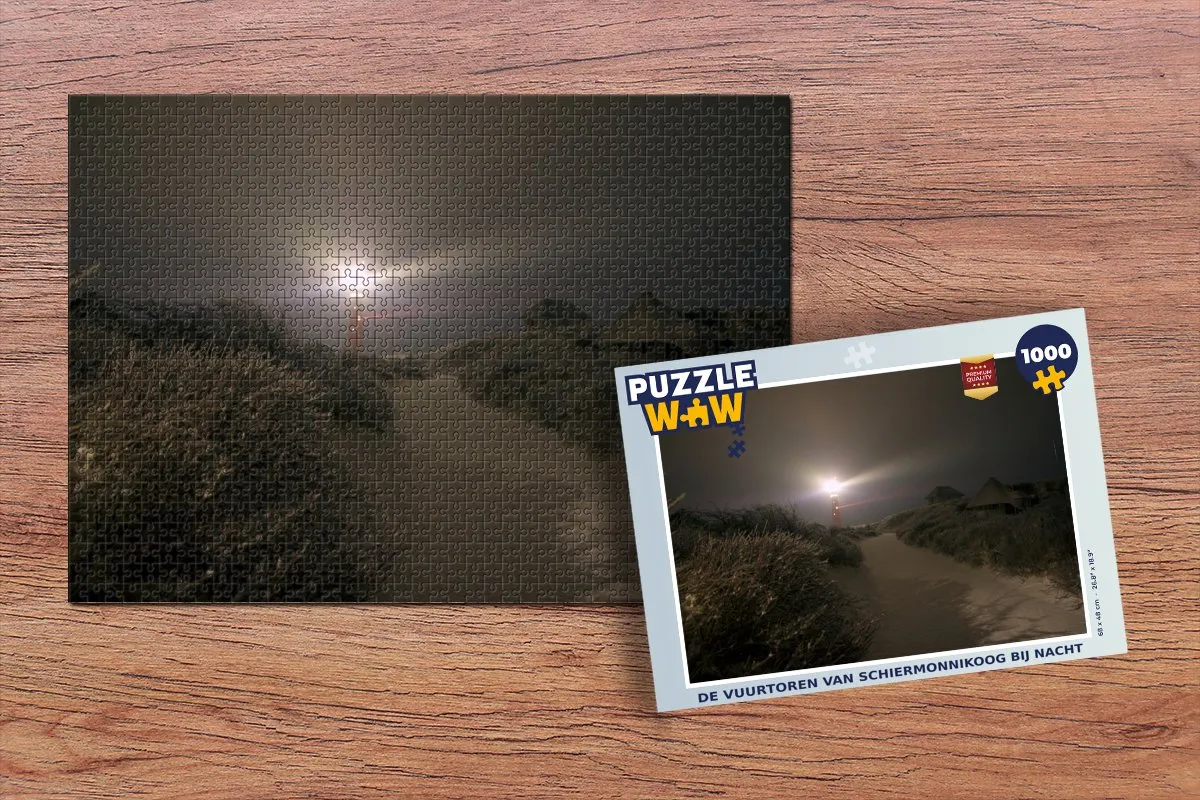 PuzzleWow De Vuurtoren van Schiermonnikoog bij Nacht Legpuzzel 1000 Stuks - Multicolor