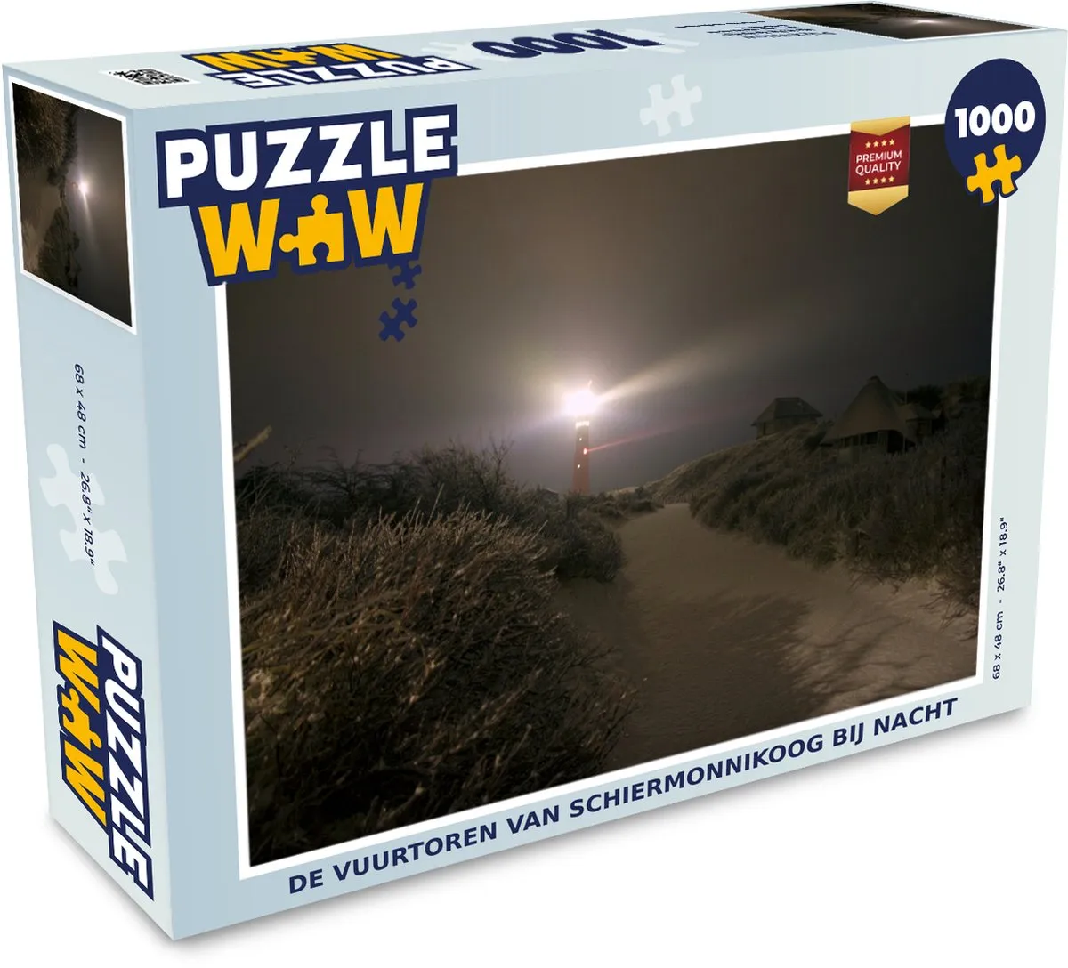 PuzzleWow De Vuurtoren van Schiermonnikoog bij Nacht Legpuzzel 1000 Stuks