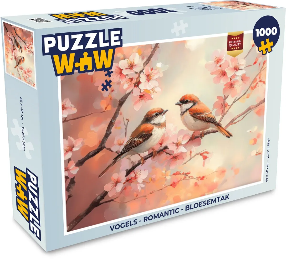 PuzzleWow Vogels Romantic Bloesemtak Legpuzzel 1000 Stuks