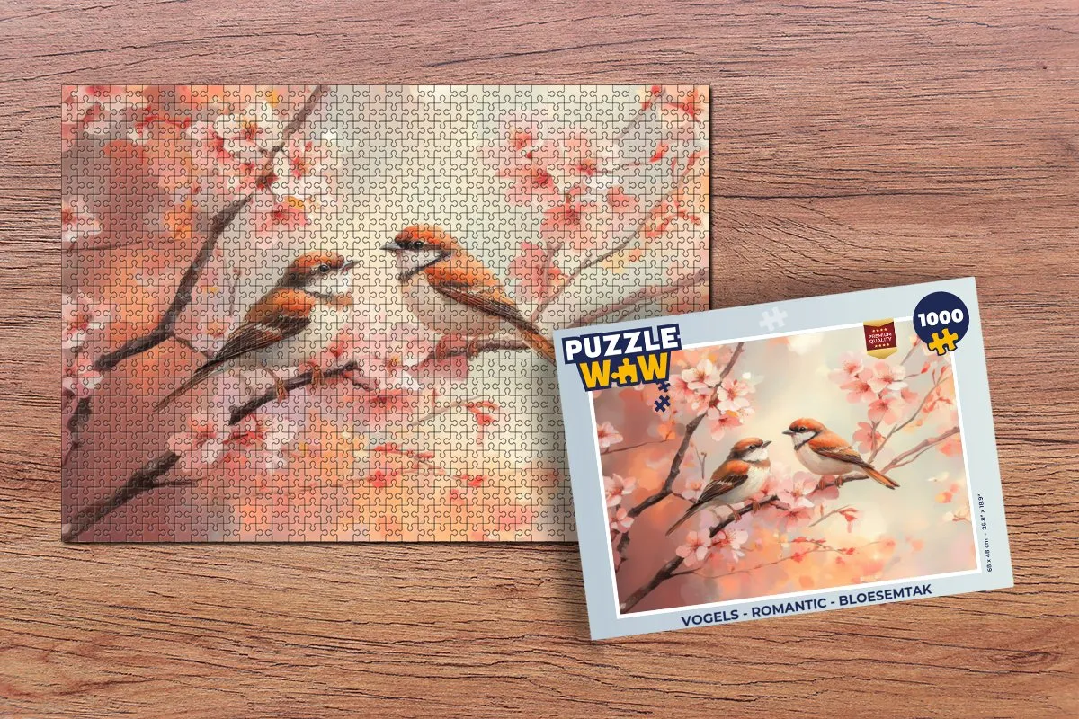 PuzzleWow Vogels Romantic Bloesemtak Legpuzzel 1000 Stuks
