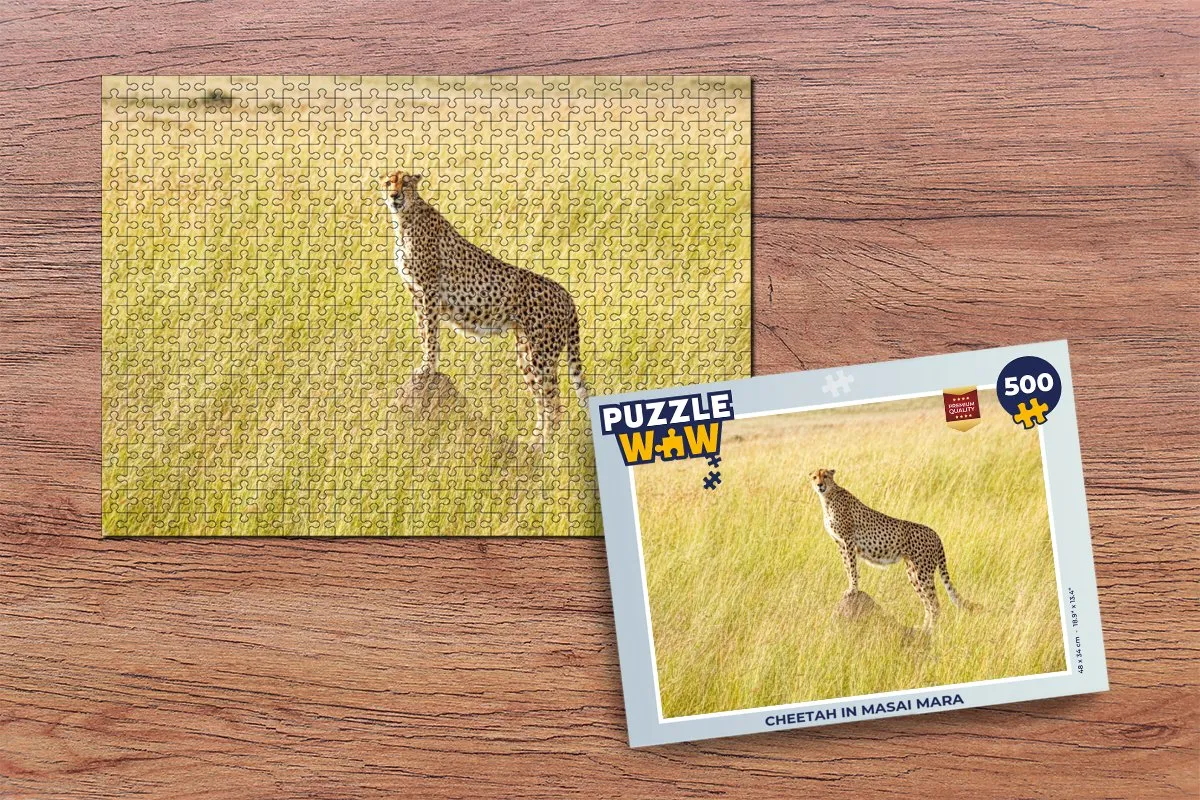 PuzzleWow Legpuzzel Cheetah in Masai Mara 500 Stuks - Multicolor
