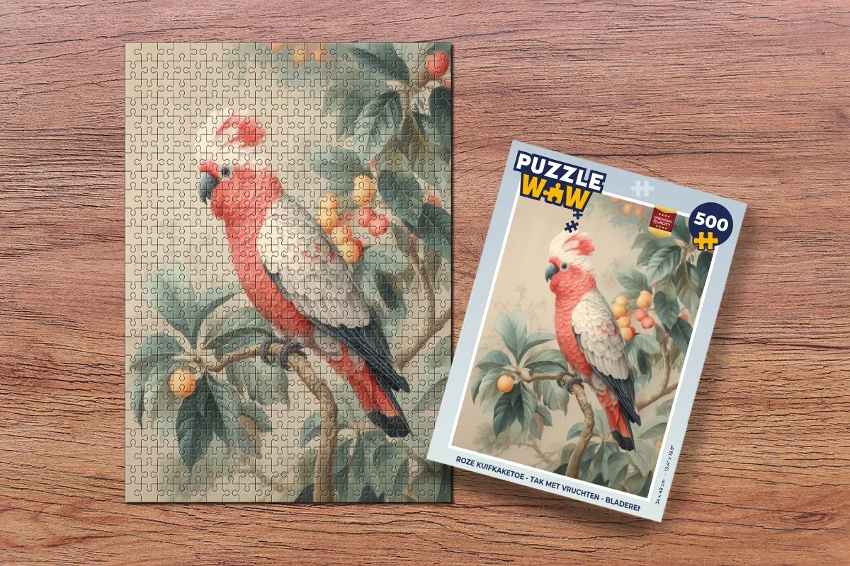 PuzzleWow Roze Kuifkaketoe Legpuzzel 500 Stuks