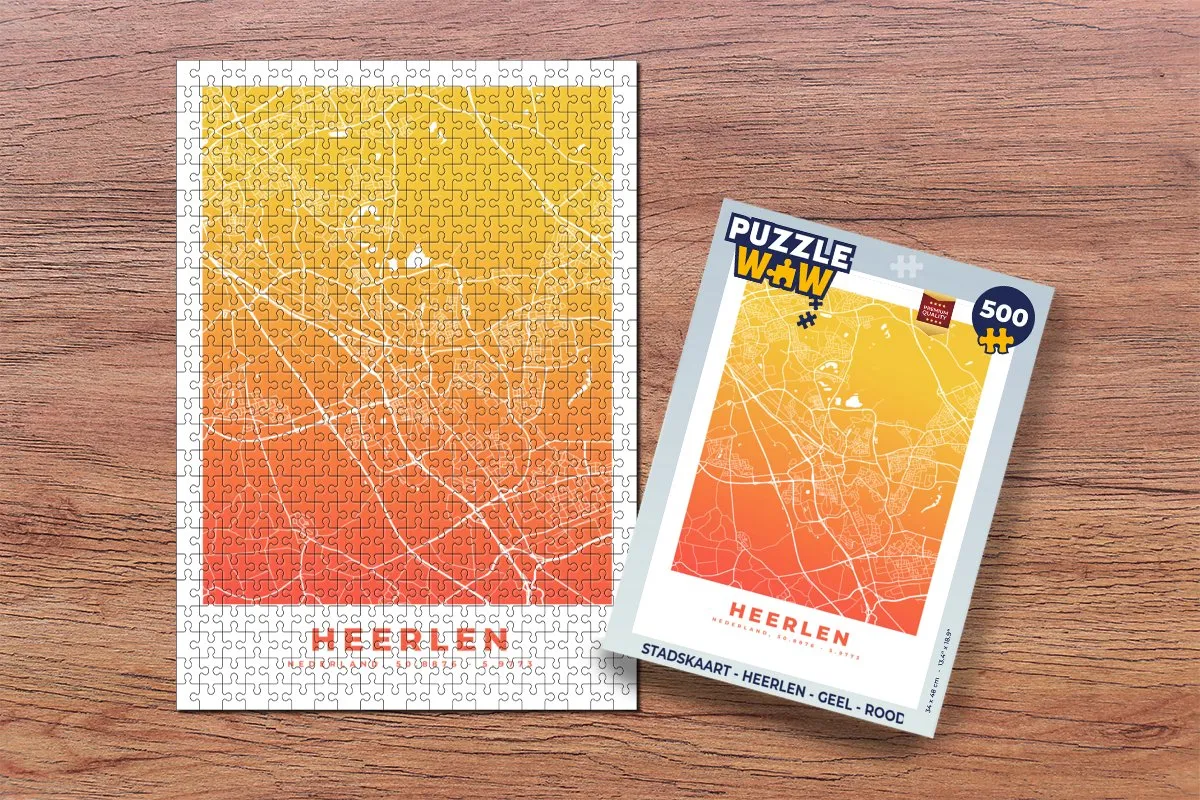 PuzzleWow Stadskaart Heerlen Legpuzzel 500 Stuks - Multicolor