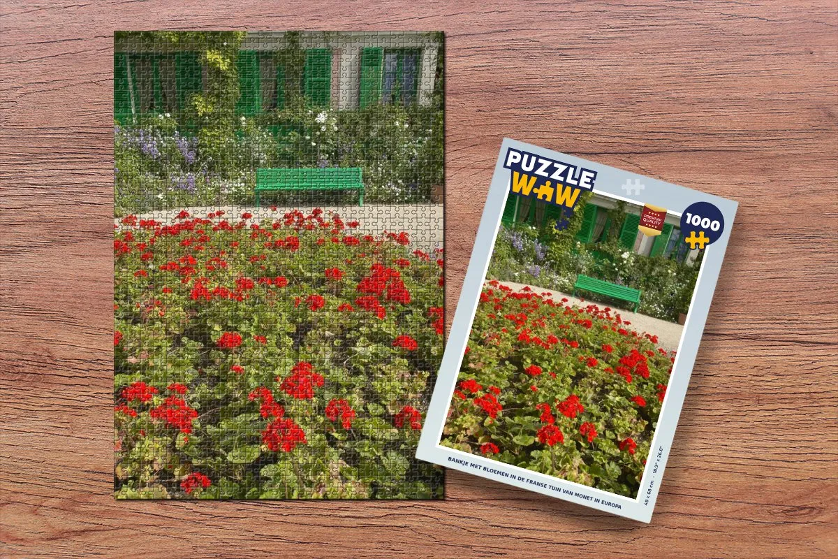 PuzzleWow Monet Franse Tuin Legpuzzel 1000 Stuks - Multicolor