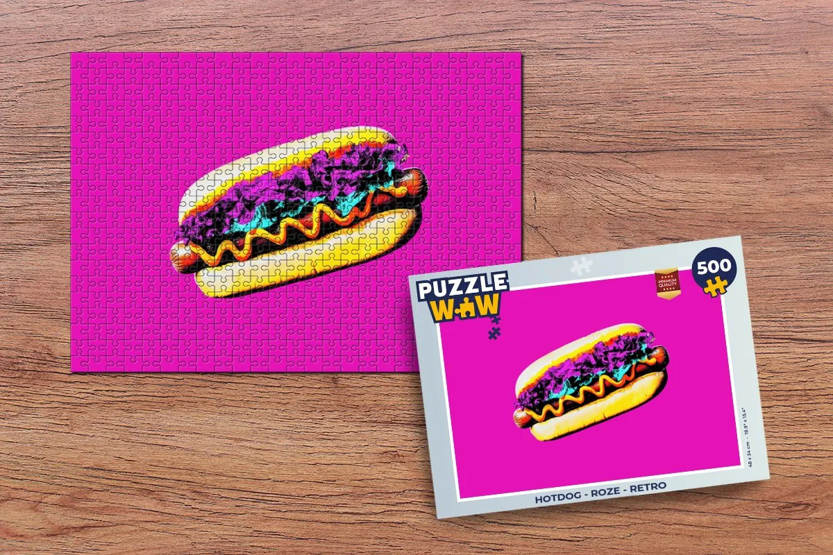 PuzzleWow Hotdog Retro Legpuzzel 500 Stuks - Roze