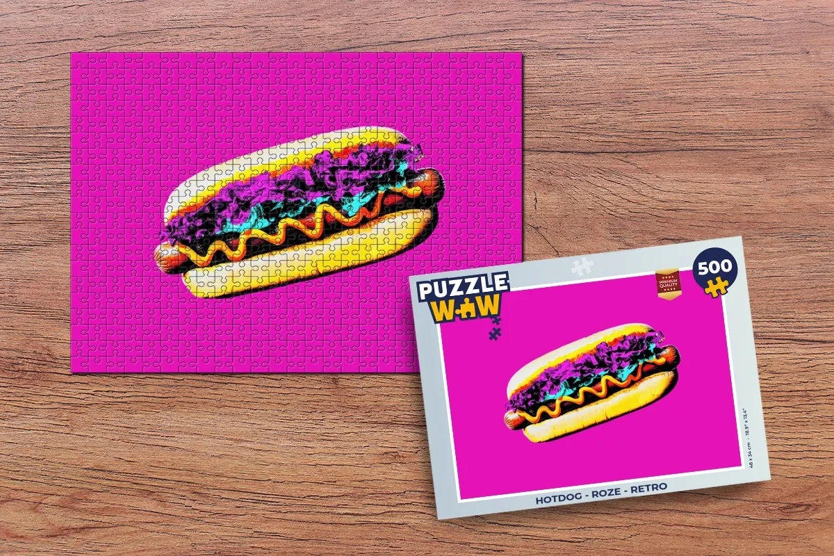 PuzzleWow Hotdog Retro Legpuzzel 500 Stuks - Roze