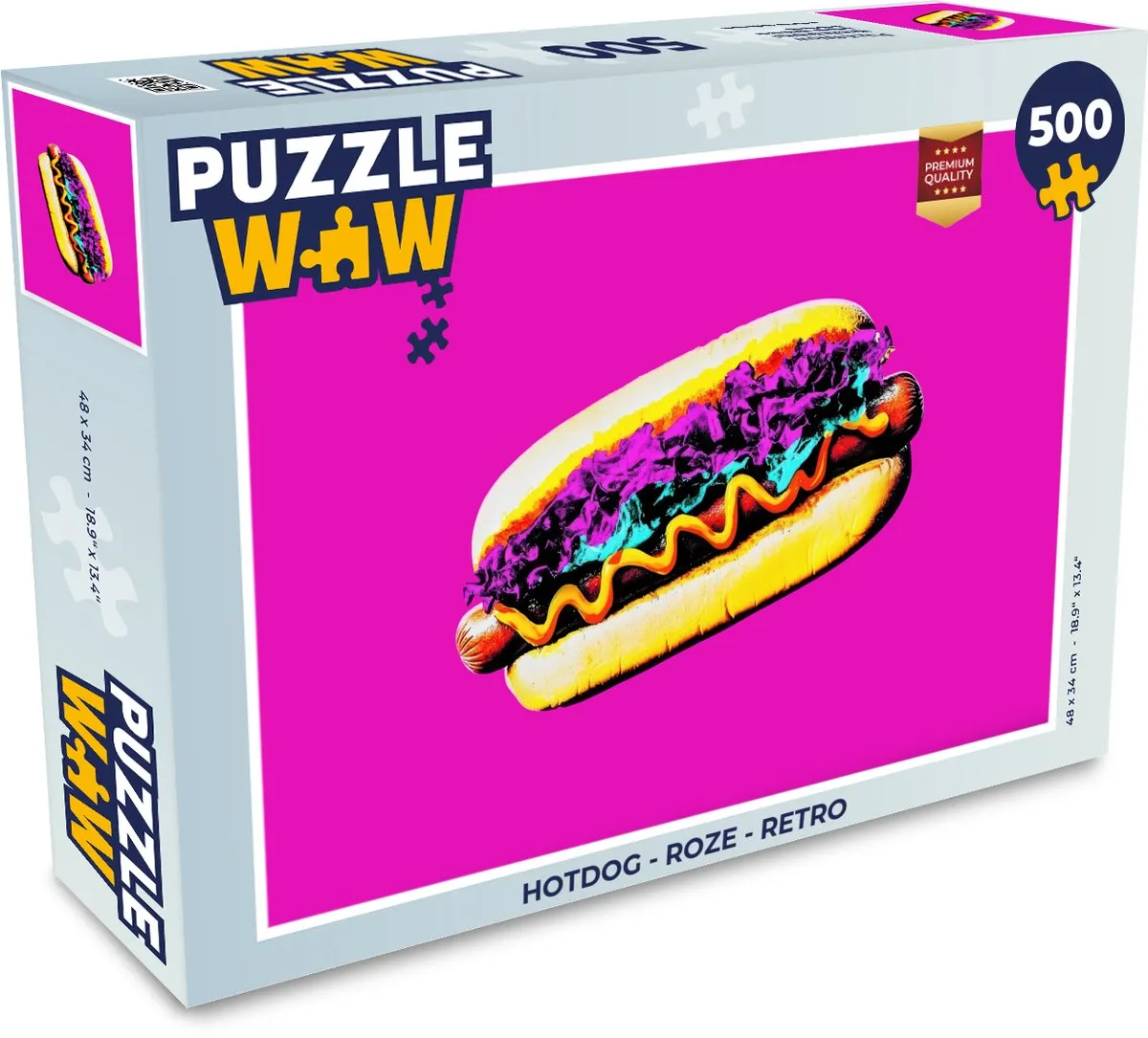 PuzzleWow Hotdog Retro Legpuzzel 500 Stuks - Roze