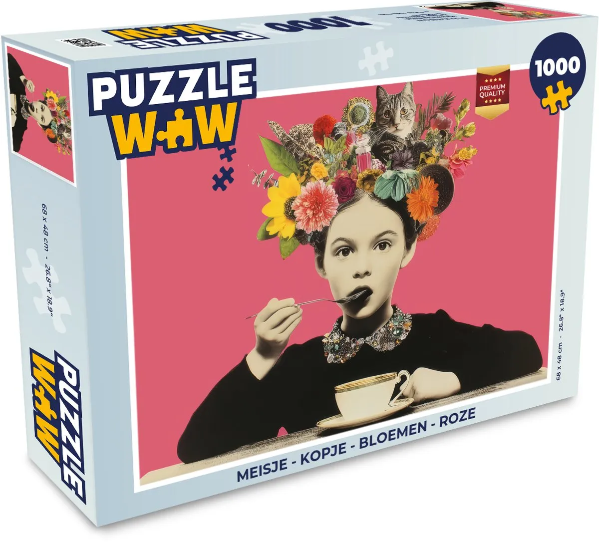 PuzzleWow Meisje Bloemen Kopje Puzzle 1000 Stuks