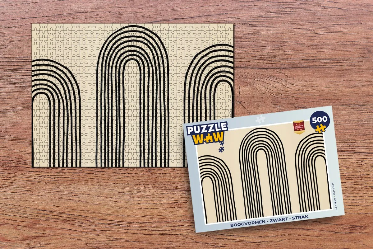 PuzzleWow Boogvormen Legpuzzel 500 Stuks - Zwart