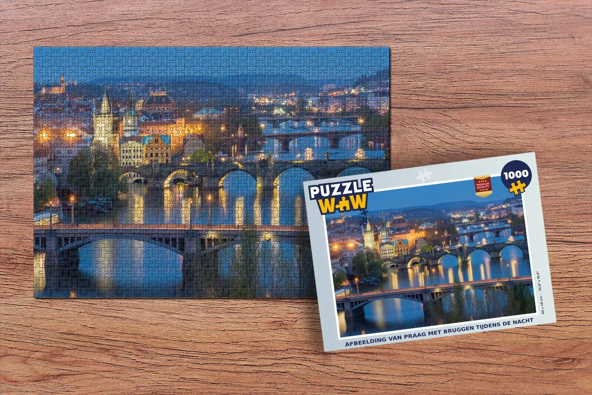 PuzzleWow Praag Bruggen Legpuzzel 1000 Stuks - Multicolor